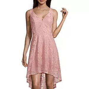 City Triangles Dusty Pink Lace Dress with lining Double V neckline Sleeveless
